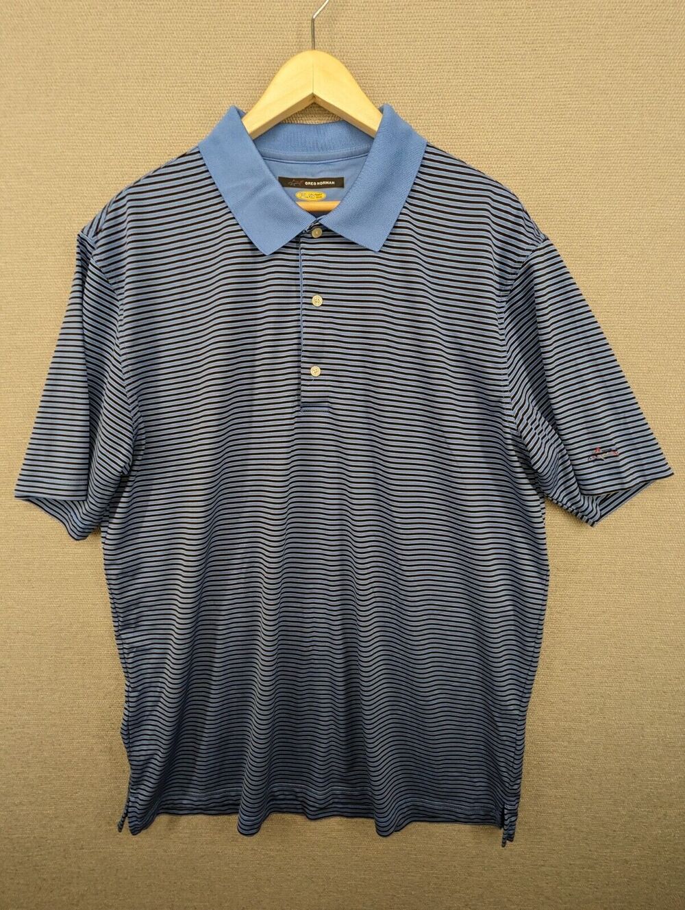 Greg Norman Play Dry Golf Polo Shirt Size XLarge Striped Blue -0324C106